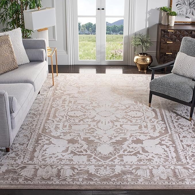 SAFAVIEH Area Rug 11x15 - Reflection Collection - Large - Beige & Cream, Non-Shedding & Easy Cleaning, Ideal for Living Room, Bedroom, Dining Space (RFT665A)