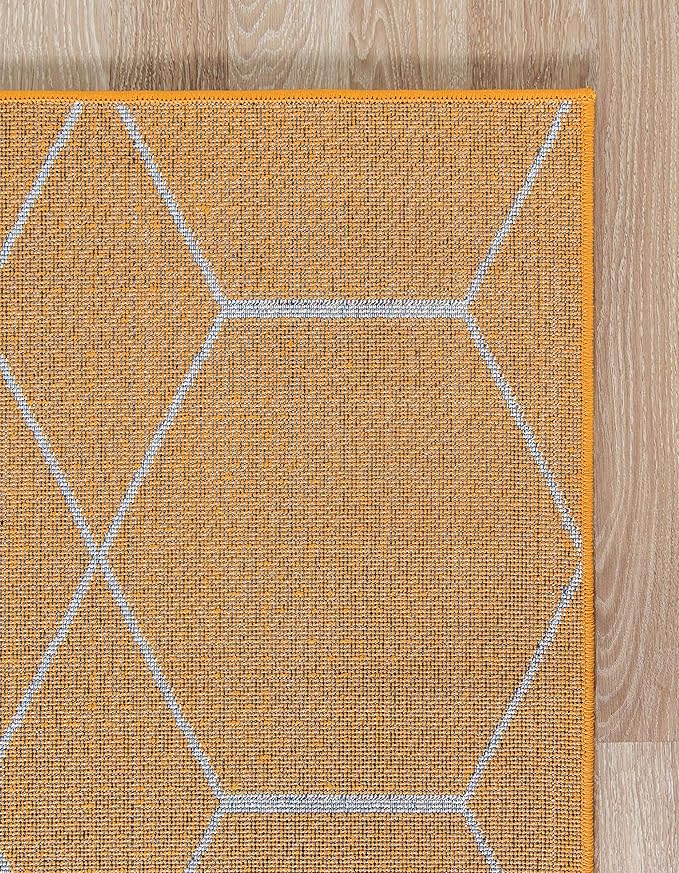 Unique Loom Trellis Frieze Collection Area Rug - Geometric (4' x 6', Orange/ Ivory)