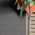 nuLOOM 9'6" x 12' Outdoor Area Rug, Casual Design With Striped Border, Stain Resistant, Highly Durable, For Patio, Balcony, Bedroom, Living Room, Dining Room, Bathroom, Dark Grey
