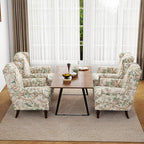 Accent Chair, Upholstered High Back Floral Armchair with Nailhead Trim & Wood Legs, Comfy Wingback Reading Single Sofa Chair for Small Spaces, Living Room, Bedroom (Bird Floral, Set of 2)