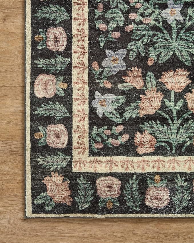Loloi Rifle Paper Co. Eden Collection EDE-02 Mughal Garden Black 2'-3" x 3'-9" Accent Rug feat. CloudPile™
