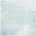 SAFAVIEH Evoke Collection Area Rug - 3' Square, Ivory & Aqua, Distressed Design, Non-Shedding & Easy to Clean, Ideal for Foyer, Bedroom, Accent Space (EVK256J)