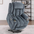 Power Lift Chair for Elderly, Electric Recliner Chair with 8-Point Vibration Massage and Lumbar Heating, Charging Ports, Cup Holders - Blue