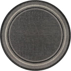 Unique Loom Outdoor Border Collection Area Rug - Soft Border (13' Round, Black/ Ivory)