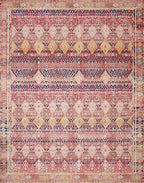 Loloi Layla Collection LAY-15 Magenta/Multi 2'-3" x 3'-9" .13" Thick Accent Rug, Soft, Durable, Vintage Inspired, Distressed, Low Pile, Non-Shedding, Easy Clean, Printed, Living Room Rug