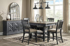 Signature Design by Ashley Tyler Creek Vintage Casual Dining Room Buffet Cabinet or Server with 3 Doors and Lattice Design, Wood, 36" High, Black & Gray