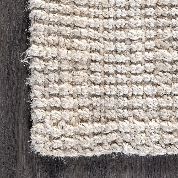 nuLOOM Ashli Solid Farmhouse Jute Area Rug, 8'6" x 11'6", Off-white