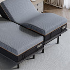 Split King Adjustable Bed Base Frame with Wireless Remote + 12 Inch SPK Gel Memory Foam Mattress Bed in a Box, Head and Foot Incline, Zero Gravity, Fiberglass Free,80" × 38"