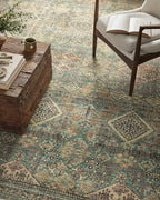 Loloi Magnolia Home by Joanna Gaines Sinclair Collection SIN-03 Turquoise/Multi 2'-3" x 7'-6", .25" Pile Height, Machine Washable, Runner Rug