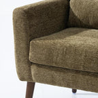 Accent Chair, Comfy Upholstered Living Room Chairs with High Tufted Backrest and Pillow, Wingback Reading Chair with Solid Wood Legs for Bedroom/Office, Chenille Fabric, Olive Green