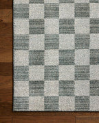 Loloi Chris Loves Julia Calvin Collection CLV-01 Blue/Ivory 3'-6" x 5'-6" Accent Rug Checkered Neutral Soft Living Room Bedroom Carpet