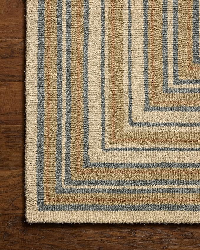 Loloi Chris Loves Julia Alfie Collection ALF-05 Natural/Multi 8'-6" x 11'-6" Area Rug Wool Neutral Living Bedroom Dining Carpet
