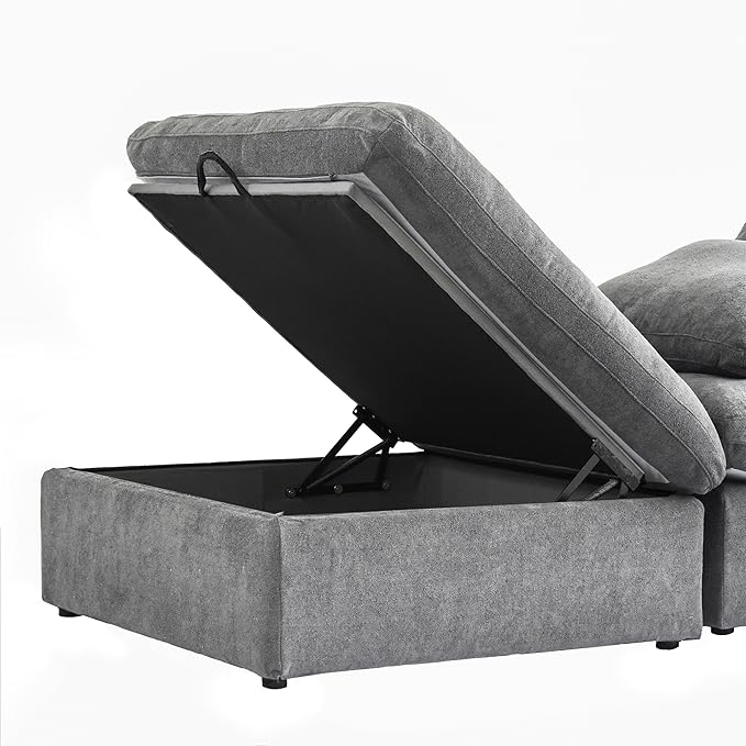 Cloud Modular Sectional Sofa for Livingroom,Large Down Filled Comfort Corner Sectional Sofa Couch Wide Deep Seat Convertible Couches for Office Apartment,V Shaped,Grey