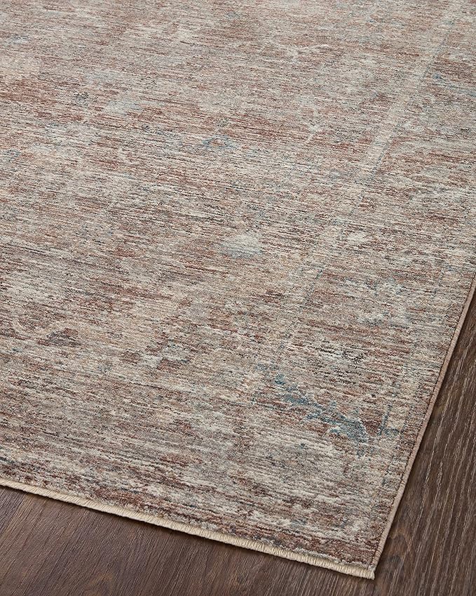 Loloi Magnolia Home by Joanna Gaines Millie Collection MIE-04 Brick/Fog 7'-10" x 7'-10", .25" Pile Height, Round Area Rug