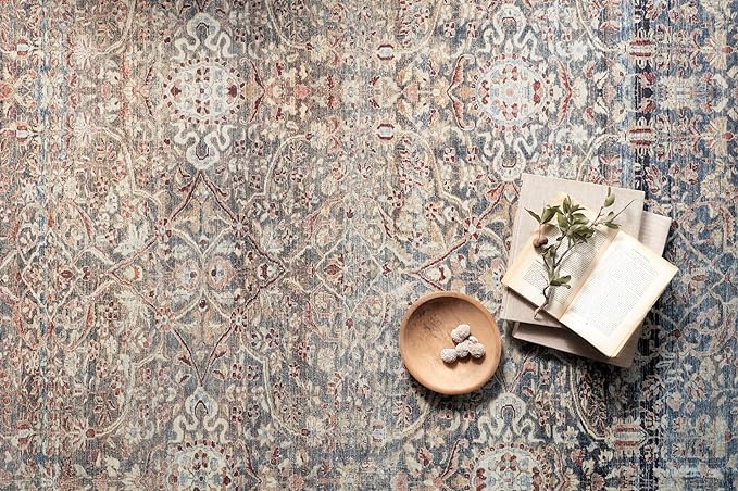 Loloi Chris Loves Julia Jules Collection JUL-06 Denim/Spice 8'-6'' x 11'-6'', .13" Pile Height, Area Rug