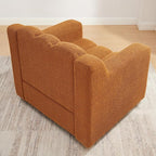 VANOMi Oversized Accent Chair, Modern Living Room Chairs, Comfy Boucle Fabric Upholstered Armchair for Bedroom, Office, Waiting Room (Curry)