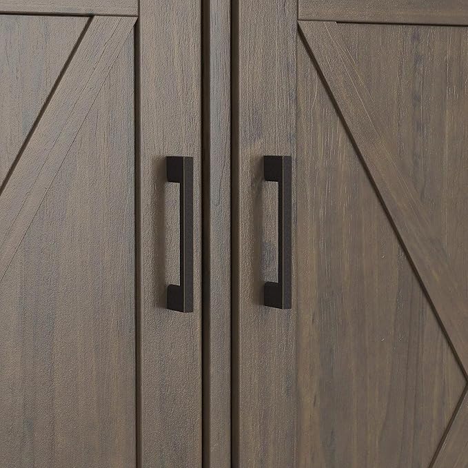 SIMPLIHOME Ela Solid Wood 60 inch Wide Transitional Wide Storage Cabinet in Smoky Brown for The Living Room, Entryway and Family Room