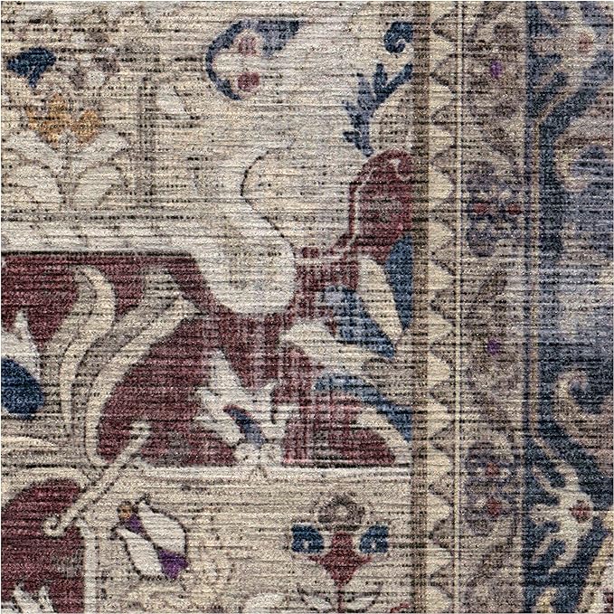 RUGGABLE Washable Vintage Area Rug – Kamran Royal Blue 9x12, Stain-Resistant, Non-Slip – Large Machine Washable Rugs for Living Room, Bedroom, Hallway, Entryway & Office–with Standard Pad