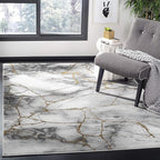 SAFAVIEH Craft Collection Accent Rug - 2'7" x 5', Grey & Gold, Modern Abstract Design, Non-Shedding & Easy Care, Ideal for High Traffic Areas in Entryway, Living Room, Bedroom (CFT877F)