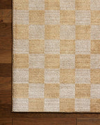 Loloi Chris Loves Julia Calvin Collection CLV-01 Apricot/Ivory 9'-6" x 12'-6" Area Rug Checkered Neutral Soft Living Room Bedroom Carpet