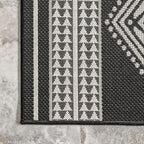 nuLOOM 5' x 8' Outdoor Tribal Geometric Area Rug, Stain Resistant, Weather Resistant, High Traffic, Patio, Balcony, Outside, Ranya Black