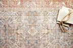 Loloi Layla Collection LAY-04 Ocean/Rust 7'-6" x 9'-6" .13" Thick Area Rug, Soft, Durable, Vintage Inspired, Distressed, Low Pile, Non-Shedding, Easy Clean, Printed, Living Room Rug