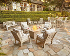 Martha Stewart by POLYWOOD Chinoiserie 3-Piece Outdoor Rocking Chair Set with Patio Side Table, Black, HDPE All-Weather Furniture, Classic Porch Rockers for Deck, Garden & Backyard, Made in The USA