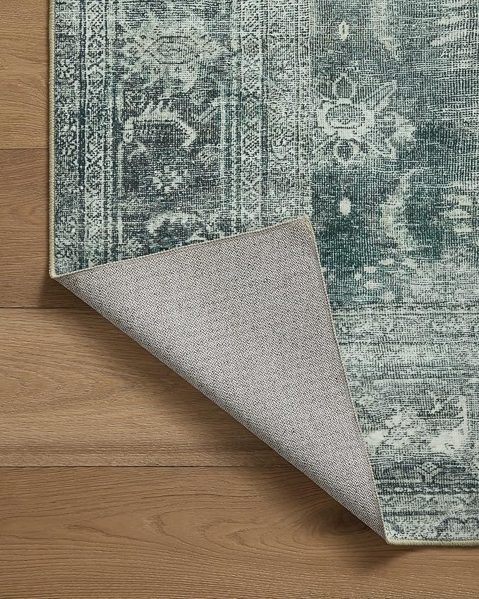Loloi Magnolia Home by Joanna Gaines Banks Collection BAN-03 Blue/Lagoon 2'-0" x 5'-0" .13" Pile Height, Machine Washable, Accent Rug