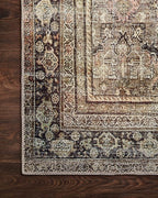 Loloi Layla Collection LAY-03 Olive/Charcoal 2'-6" x 9'-6" .13" Thick Runner Rug, Soft, Durable, Vintage Inspired, Distressed, Low Pile, Non-Shedding, Easy Clean, Printed, Living Room Rug