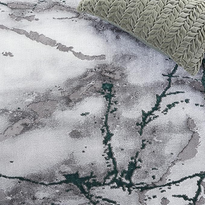SAFAVIEH Craft Collection Runner Rug - 2'3" x 12', Grey & Green, Modern Abstract Design, Non-Shedding & Easy Care, Ideal for High Traffic Areas in Living Room, Bedroom (CFT877Y)