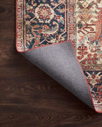 Loloi Layla Collection LAY-08 Red/Navy 2'-0" x 5'-0" .13" Thick Accent Rug, Soft, Durable, Vintage Inspired, Distressed, Low Pile, Non-Shedding, Easy Clean, Printed, Living Room Rug