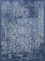 SAFAVIEH Evoke Collection Area Rug - 6'7" x 9', Navy & Ivory, Distressed Design, Non-Shedding & Easy to Clean, Ideal for Living Room, Bedroom, Dining Space (EVK256A)