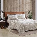 Eddie Bauer - King Sheets, Cotton Flannel Bedding Set, Brushed For Extra Softness, Cozy Home Decor (Little Creek Pine Cone Beige, King)