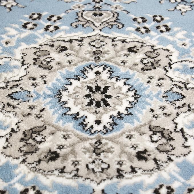 Home Dynamix Premium Sakarya Traditional Medallion Border Area Rug, Blue, 1'9"x7'2" Runner