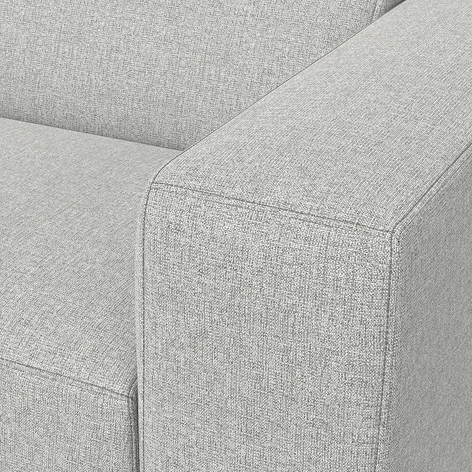 SIMPLIHOME Rex Left Corner Sectional Modular Sofa and Ottoman Set in 100% Recycled Polyester Tightly Woven Performance Fabric, Pale Grey, 116-inch-wide L-Shaped Sofa and 34-inch-Wide Ottoman