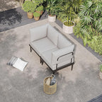 Sundale Outdoor 2 Pieces Metal Patio Furniture Set, Outdoor Sectional Sofa w/6 Inch Olefin Cushion, Modern Outdoor Conversation Sets