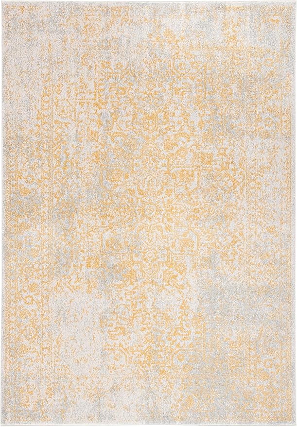 SAFAVIEH Evoke Collection 5'1" x 7'6" Ivory/Gold EVK256B Oriental Distressed Non-Shedding Living Room Bedroom Area Rug