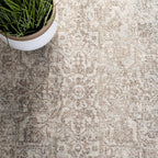 SAFAVIEH Evoke Collection Runner Rug - 2'2" x 9', Ivory & Taupe, Distressed Design, Non-Shedding & Easy to Clean, Ideal for Foyer, Bedroom, Kitchen, Hallway (EVK256E)