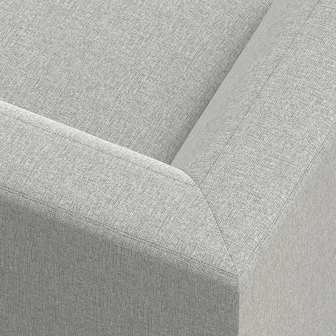 SIMPLIHOME Rex Right Corner Sectional Modular Sofa and Ottoman Set in 100% Recycled Polyester Tightly Woven Performance Fabric, Pale Grey, 116-inch-wide L-Shaped Sofa and 34-inch-Wide Ottoman