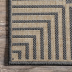 nuLOOM 6' 7" x 9' Outdoor Area Rug, Casual Design With Striped Border, Stain Resistant, Highly Durable, For Patio, Balcony, Bedroom, Living Room, Dining Room, Bathroom, Dark Grey