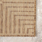 nuLOOM 8' Square Outdoor Area Rug, Casual Design with Striped Border, Stain Resistant, Highly Durable, for Patio, Balcony, Bedroom, Living Room, Dining Room, Bathroom, Light Brown