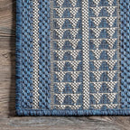 nuLOOM 3'6" x 5' Outdoor Tribal Geometric Area Rug, Stain Resistant, Weather Resistant, High Traffic, Patio, Balcony, Outside, Ranya Blue