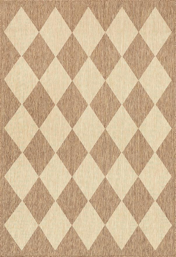 nuLOOM 7' Square Outdoor Performance Area Rug, Stain Resistant, Weather Resistant, High Traffic, Patio, Balcony, Outside, Sabina Brown