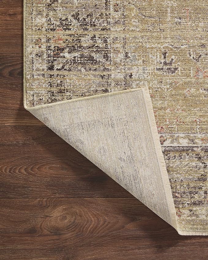 Loloi Magnolia Home by Joanna Gaines Millie Collection MIE-03 Gold/Charcoal 2'-7" x 12'-0", .25" Pile Height, Runner Rug