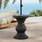 Christopher Knight Home Oriana MGO Outdoor Patio Side Table Umbrella Base, Heavy Duty Patio Umbrella Stand Outdoor Base with Hand-Turn Tightening Knob, Lounger Small Patio Coffee Table, Black