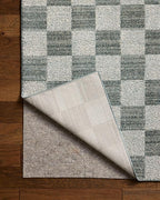 Loloi Chris Loves Julia Calvin Collection CLV-01 Blue/Ivory 3'-6" x 5'-6" Accent Rug Checkered Neutral Soft Living Room Bedroom Carpet