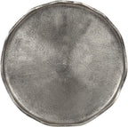 Kate and Laurel Alessia Modern Round Metal Side Table; 15 x 15 x 22; Silver; Decorative Glam Cast Aluminum End Table with Deckled Edge for Bedroom Nightstand or Living Room Accent