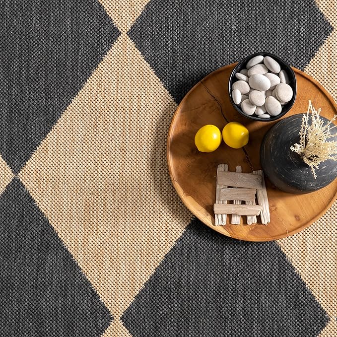 nuLOOM 2' x 3' Outdoor Performance Area Rug, Stain Resistant, Weather Resistant, High Traffic, Patio, Balcony, Outside, Sabina Dark Grey