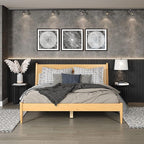 Camaflexi Mid-Century Panel Bed - King Size - Scandinavian Oak Finish