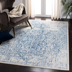 SAFAVIEH Evoke Collection 6'7" x 9' Ivory / Navy EVK256N Oriental Distressed Non-Shedding Living Room Bedroom Dining Home Office Area Rug